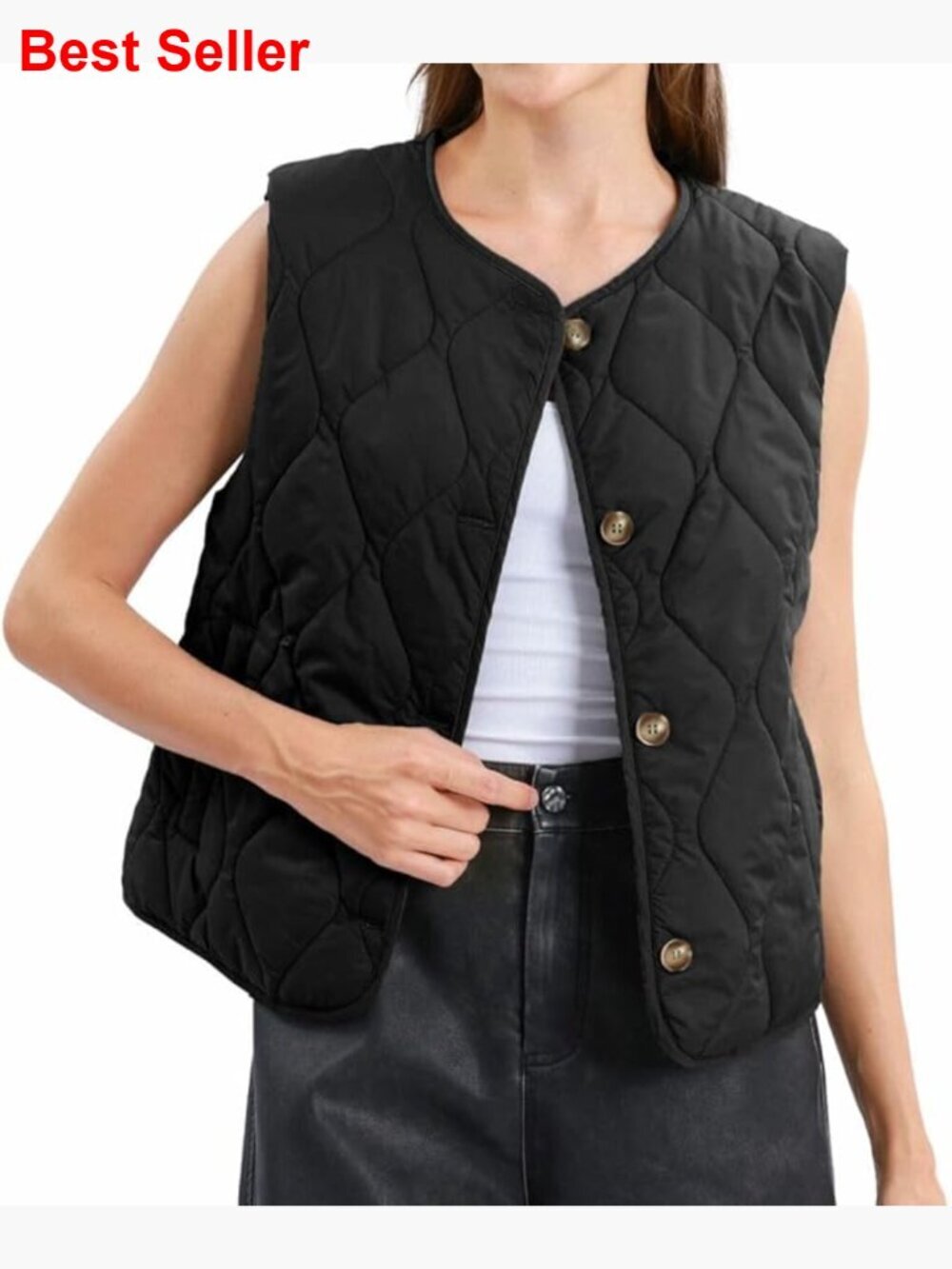 Lightweight Quilted Puffer Vest Sleeveless Button Gilet